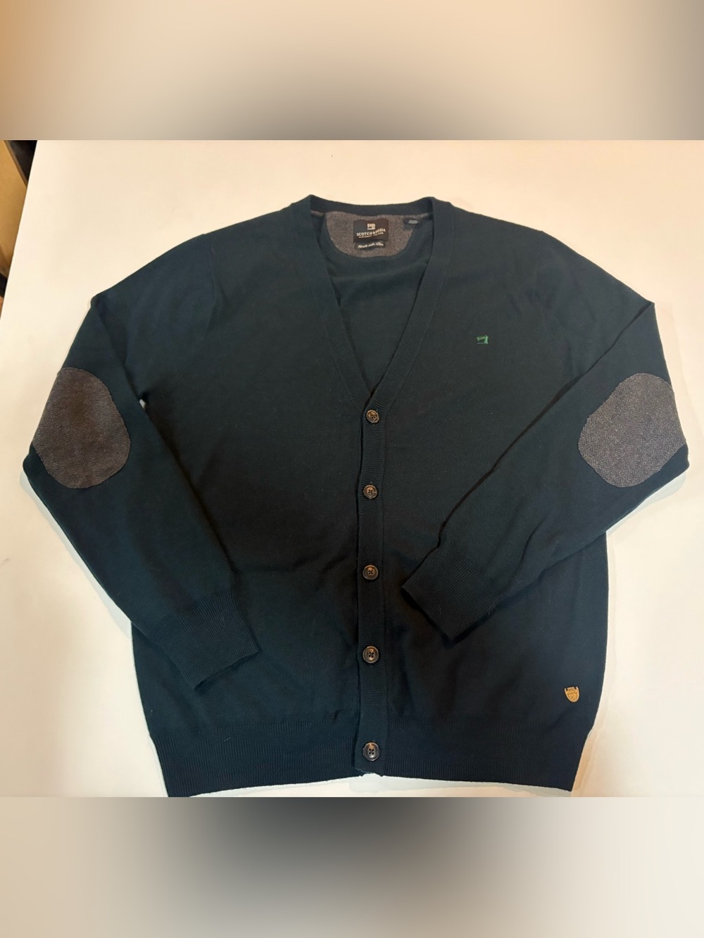 Scotch & Soda Men's Deep Teal V-Neck Button Cardigan